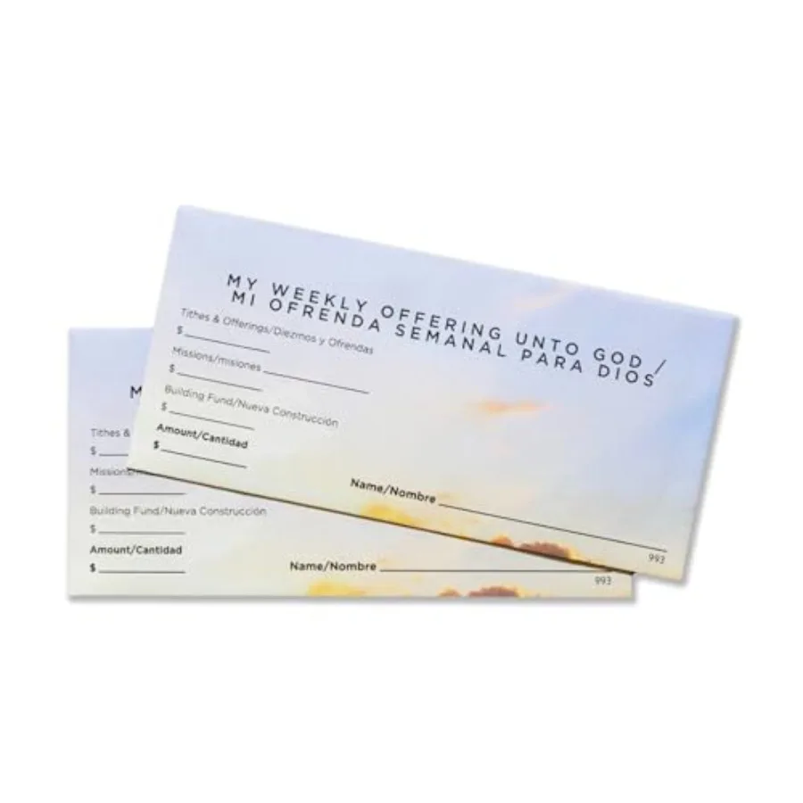 Weekly Offering Envelopes for Church English and Spanish 3" x 6 5/16" Pack of
Weekly Offering Envelopes for Church English and Spanish 3" x 6 5/16" Pack of