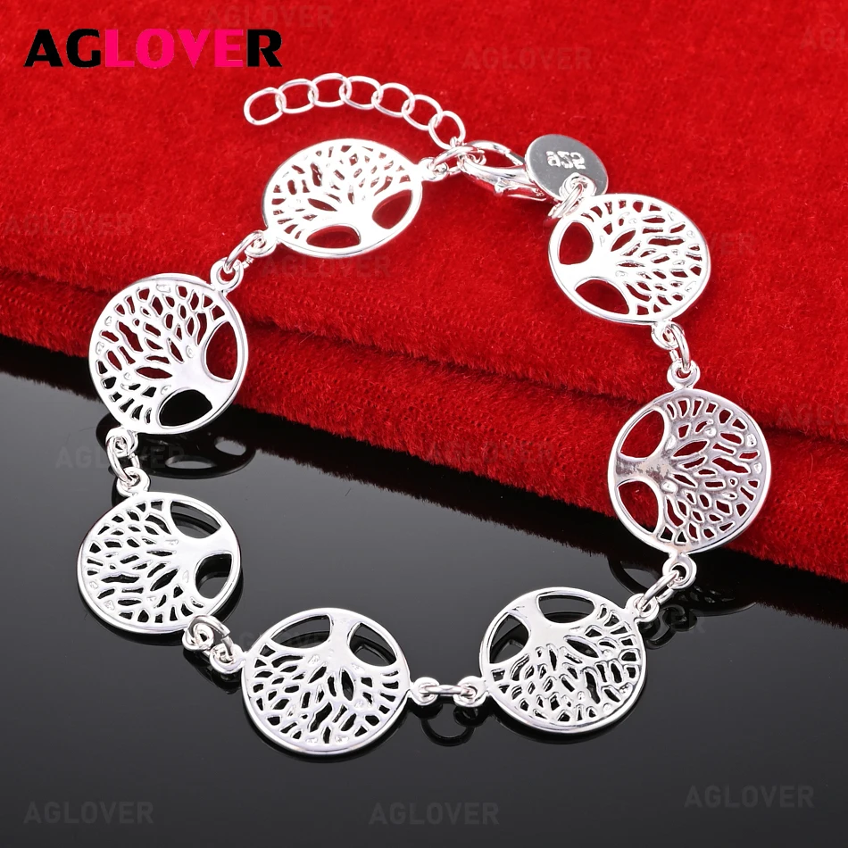 AGLOVER 925 Sterling Silver Seven-Cake Carved Wishing Tree Bracelet Women's Charm Fashion Holiday Gift Jewelry
AGLOVER 925 Sterling Silver Seven-Cake Carved Wishing Tree Bracelet Women's Charm Fashion Holiday Gift Jewelry