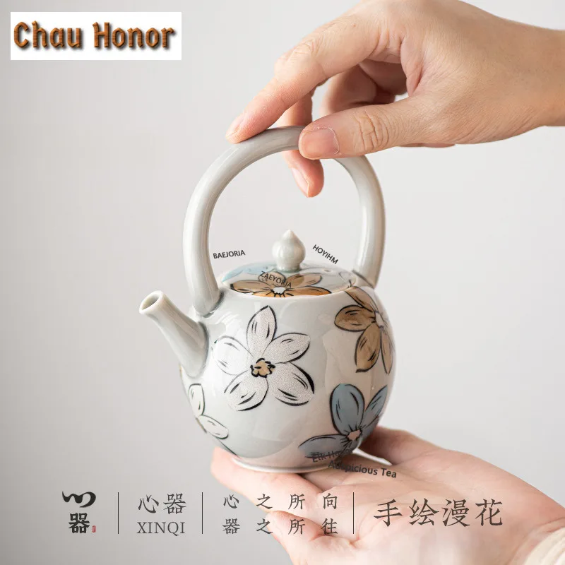 Ice Gray Glaze Hand-painted Floral Teapot Elegant Tea Infuser Pot Tea Maker Kettle with Ball Hole Chinese Tea Set Supplies Gift
Ice Gray Glaze Hand-painted Floral Teapot Elegant Tea Infuser Pot Tea Maker Kettle with Ball Hole Chinese Tea Set Supplies Gift