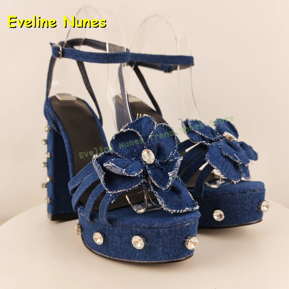 Blue Denim Flower Platform Sandals Open Toe Height Increase Ankle Strap Rhinestone Decoration Fashion Shoes 2025 Summer Newest
Blue Denim Flower Platform Sandals Open Toe Height Increase Ankle Strap Rhinestone Decoration Fashion Shoes 2025 Summer Newest
