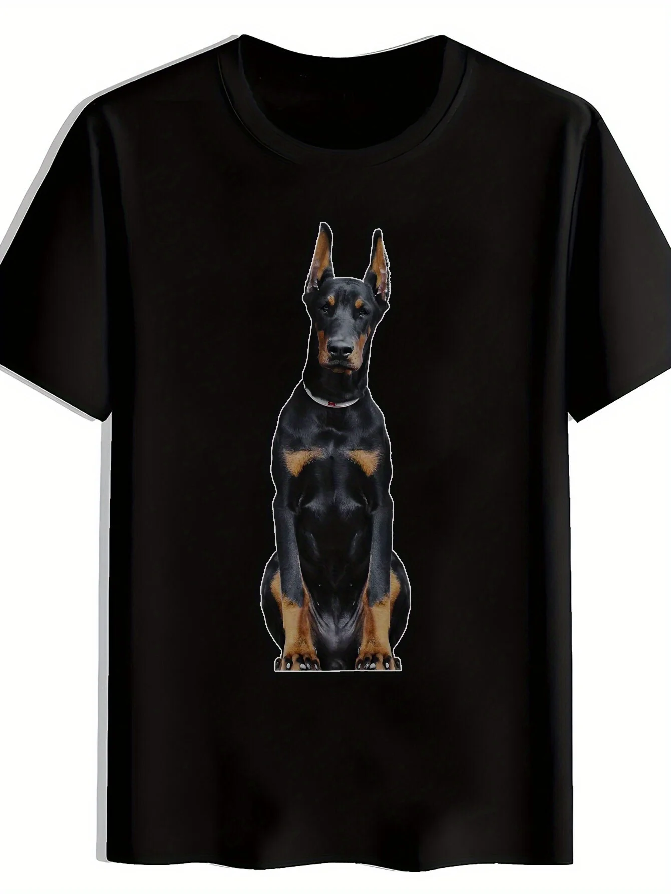 Men's and women's Doberman print T-shirt - black casual short sleeved round neck summer short sleeved top
Men's and women's Doberman print T-shirt - black casual short sleeved round neck summer short sleeved top