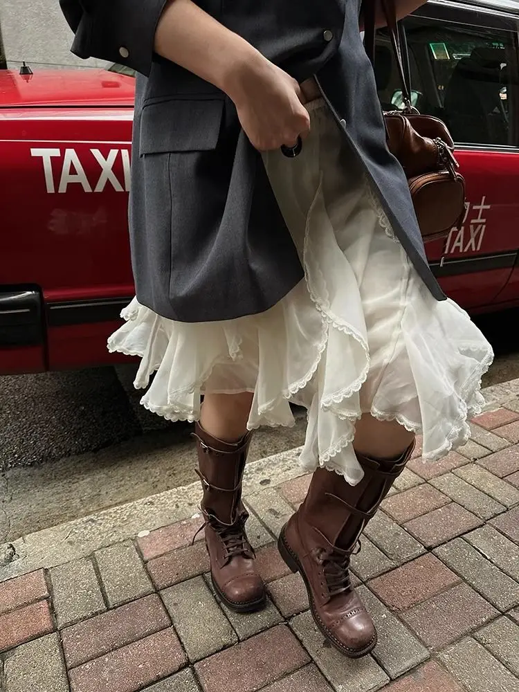Fairycore Lace Tulle Skirt Women Sweet Elegant Korean Style Ruffle Skirts Vintage Streetwear Irregular Layered Skirts
Fairycore Lace Tulle Skirt Women Sweet Elegant Korean Style Ruffle Skirts Vintage Streetwear Irregular Layered Skirts