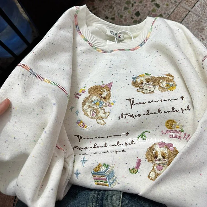 Sweethear cute puppy cartoon embroidered pullover hoodie y2k 90s vintage kawaii rainbow Aesthetic Harajuku loose casual tops
Sweethear cute puppy cartoon embroidered pullover hoodie y2k 90s vintage kawaii rainbow Aesthetic Harajuku loose casual tops