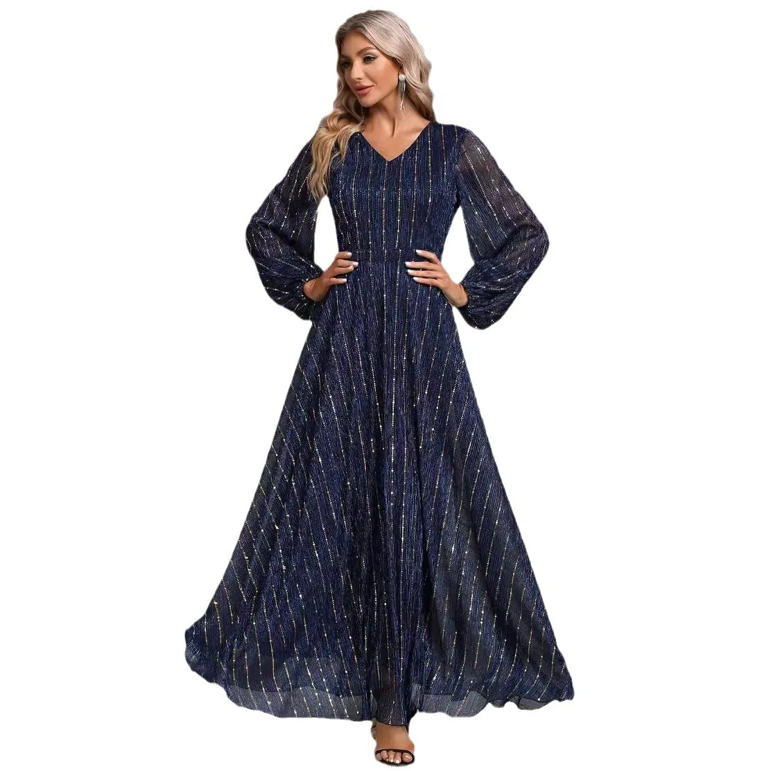 Elegant Navy Blue Glitter Mother of the Bride Dress Long Sleeve V Neck A-Line Formal Evening Gown
Elegant Navy Blue Glitter Mother of the Bride Dress Long Sleeve V Neck A-Line Formal Evening Gown