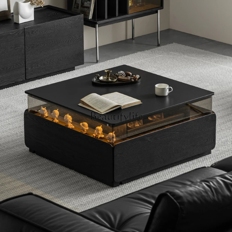 Square rock slab coffee table lighting atmosphere solid wood belt pumping black modern
Square rock slab coffee table lighting atmosphere solid wood belt pumping black modern