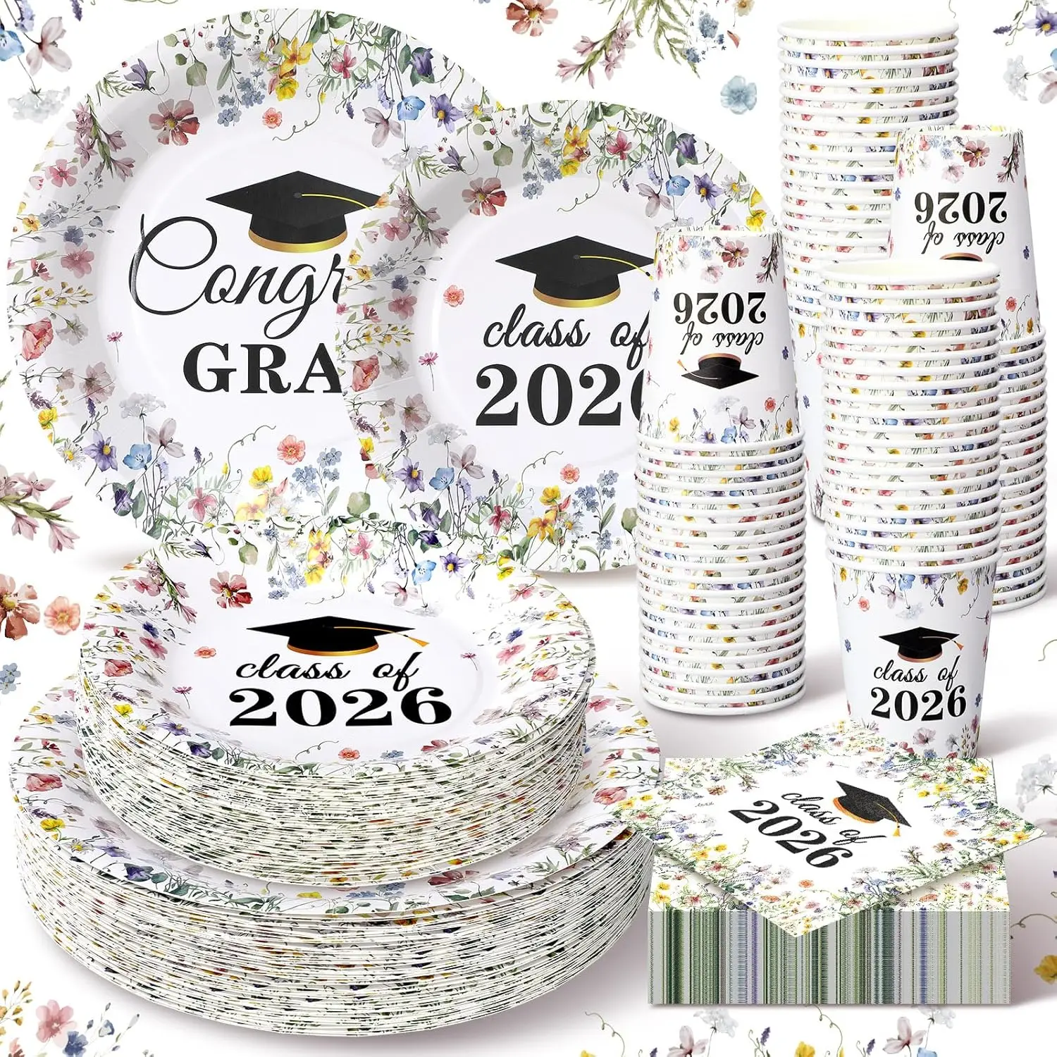 Wildflower Graduation Disposable Plates Napkins Set for 50 Guests Floral Congrats Grad Party Tableware
Wildflower Graduation Disposable Plates Napkins Set for 50 Guests Floral Congrats Grad Party Tableware