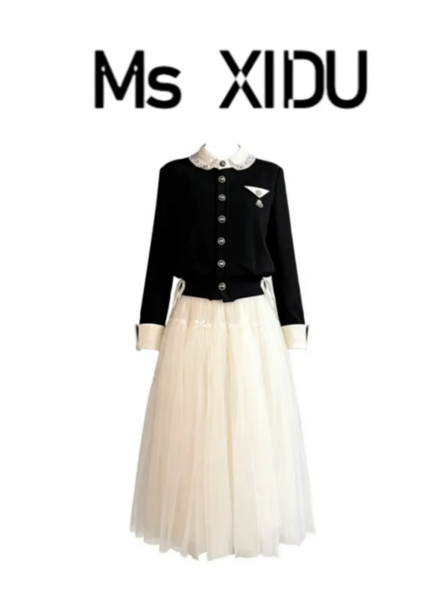 Ms XIDU Hebe Style Diamond Embellished Knitted Top with White Lace Skirt Set Casual Fashion Ensemble for Women Winter Season
Ms XIDU Hebe Style Diamond Embellished Knitted Top with White Lace Skirt Set Casual Fashion Ensemble for Women Winter Season