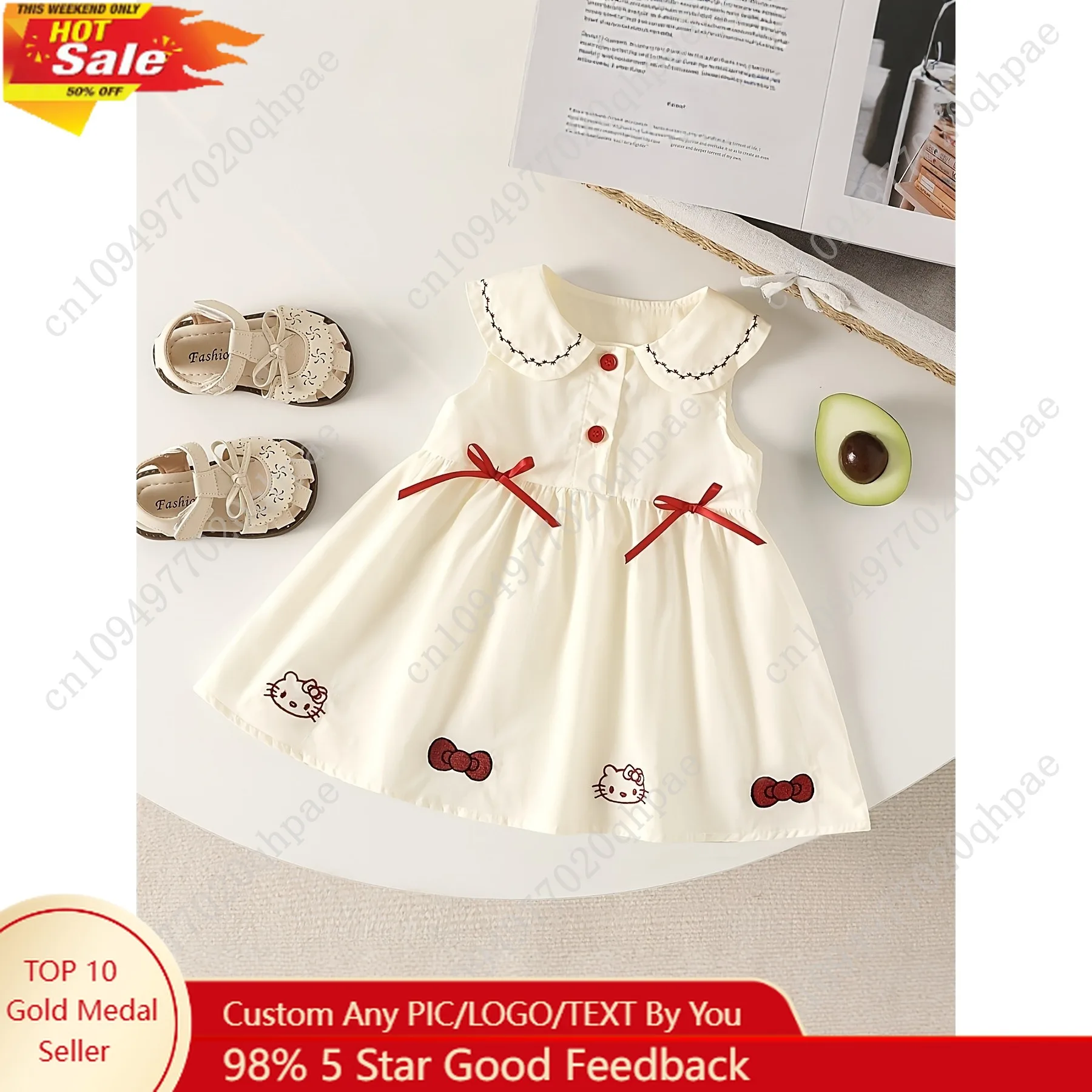 Sanrio Hello Kitty Girls Sleeveless Dress with 3D Bow Hello Kitty Face A-Line Knee-Length Button Closure Dress
Sanrio Hello Kitty Girls Sleeveless Dress with 3D Bow Hello Kitty Face A-Line Knee-Length Button Closure Dress