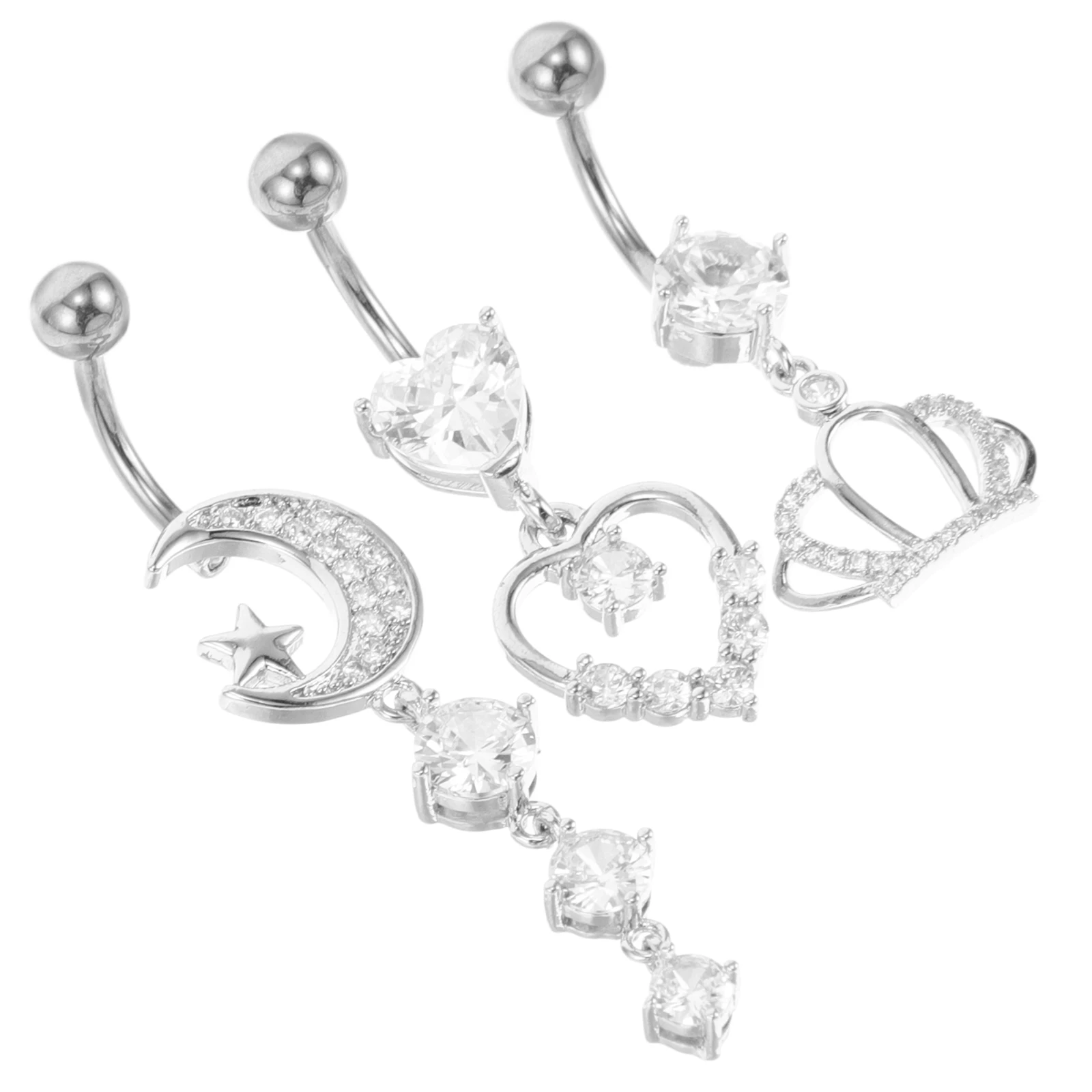 3pcs Belly Button Ring Zircon Teardrop Heart Crown Body Jewelry Durable Material Fashion Design Piercing Accessories Non
3pcs Belly Button Ring Zircon Teardrop Heart Crown Body Jewelry Durable Material Fashion Design Piercing Accessories Non