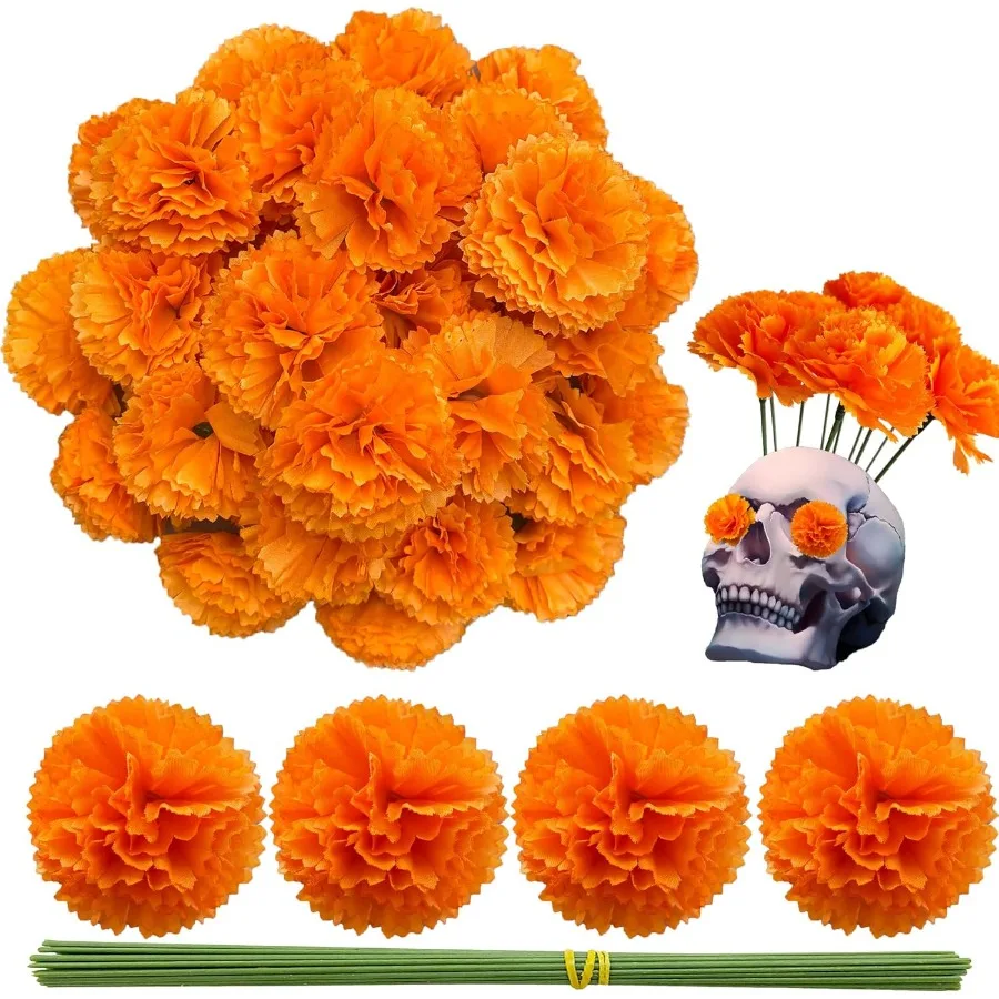 Marigold Flower Heads 50Pcs Mexican Marigold Artificial Flowers for Day of The Dead Diwali Home DIY Garland Craft Wedding Mexic
Marigold Flower Heads 50Pcs Mexican Marigold Artificial Flowers for Day of The Dead Diwali Home DIY Garland Craft Wedding Mexic