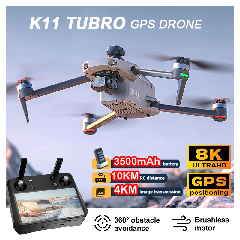 K11 Turbo GPS 8K Camera Drone New Release 3-Axis Gimbal HD Obstacle Avoidance 6KM Long Distance Brushless Motor RC Drone Toy
K11 Turbo GPS 8K Camera Drone New Release 3-Axis Gimbal HD Obstacle Avoidance 6KM Long Distance Brushless Motor RC Drone Toy
