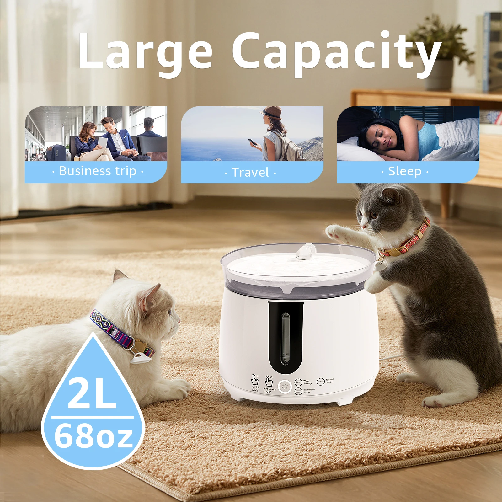 Pet Wireless Circulating Filtered Water Dispenser Cat Electric Smart Sensor Water Dispenser 2L Automatic APP Smart Water Feeder
Pet Wireless Circulating Filtered Water Dispenser Cat Electric Smart Sensor Water Dispenser 2L Automatic APP Smart Water Feeder