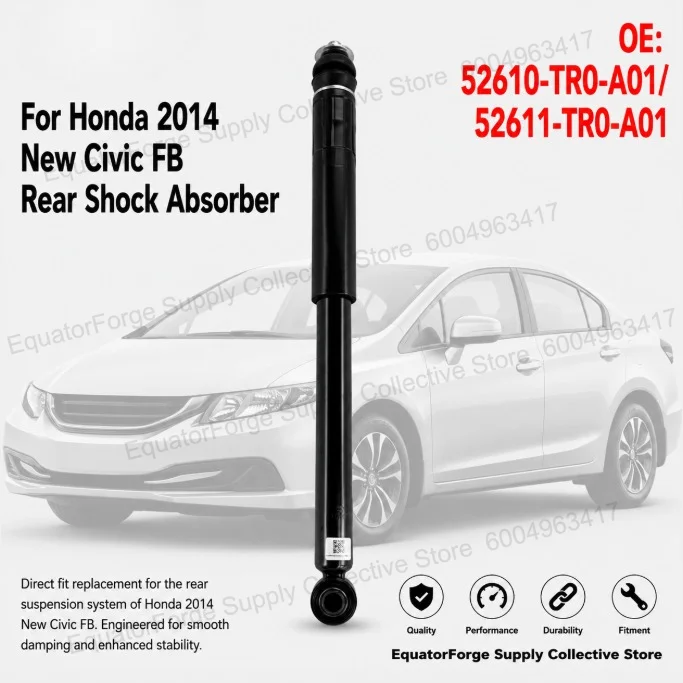 Enhanced Stability Smooth Damping Rear Shock Absorber for Honda 2014 New Civic FB - OE 52610-TR0-A01 / 52611-TR0-A01
Enhanced Stability Smooth Damping Rear Shock Absorber for Honda 2014 New Civic FB - OE 52610-TR0-A01 / 52611-TR0-A01