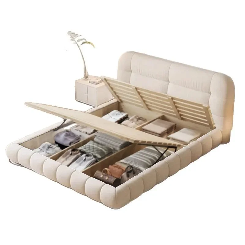 Cream wind puff fabric bed Modern simple master bedroom small apartment. M double bed. M storage soft bag bed
Cream wind puff fabric bed Modern simple master bedroom small apartment. M double bed. M storage soft bag bed