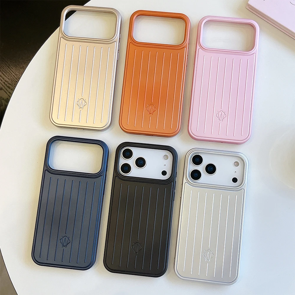 Electroplated 3D Bussiness Luggage Stripes Phone Case For iPhone 17 16 15 14 13 Pro Max Matte Hard PC Cover With logo And Box
Electroplated 3D Bussiness Luggage Stripes Phone Case For iPhone 17 16 15 14 13 Pro Max Matte Hard PC Cover With logo And Box
