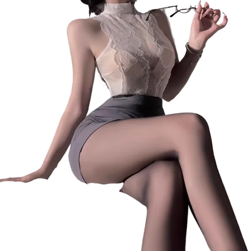 Sexy Office Lady Cosplay Costume Set Women Lace See Through Halter Neck Bodysuit High Waist Skirt Panty Secretary Stewardess Rol
Sexy Office Lady Cosplay Costume Set Women Lace See Through Halter Neck Bodysuit High Waist Skirt Panty Secretary Stewardess Rol