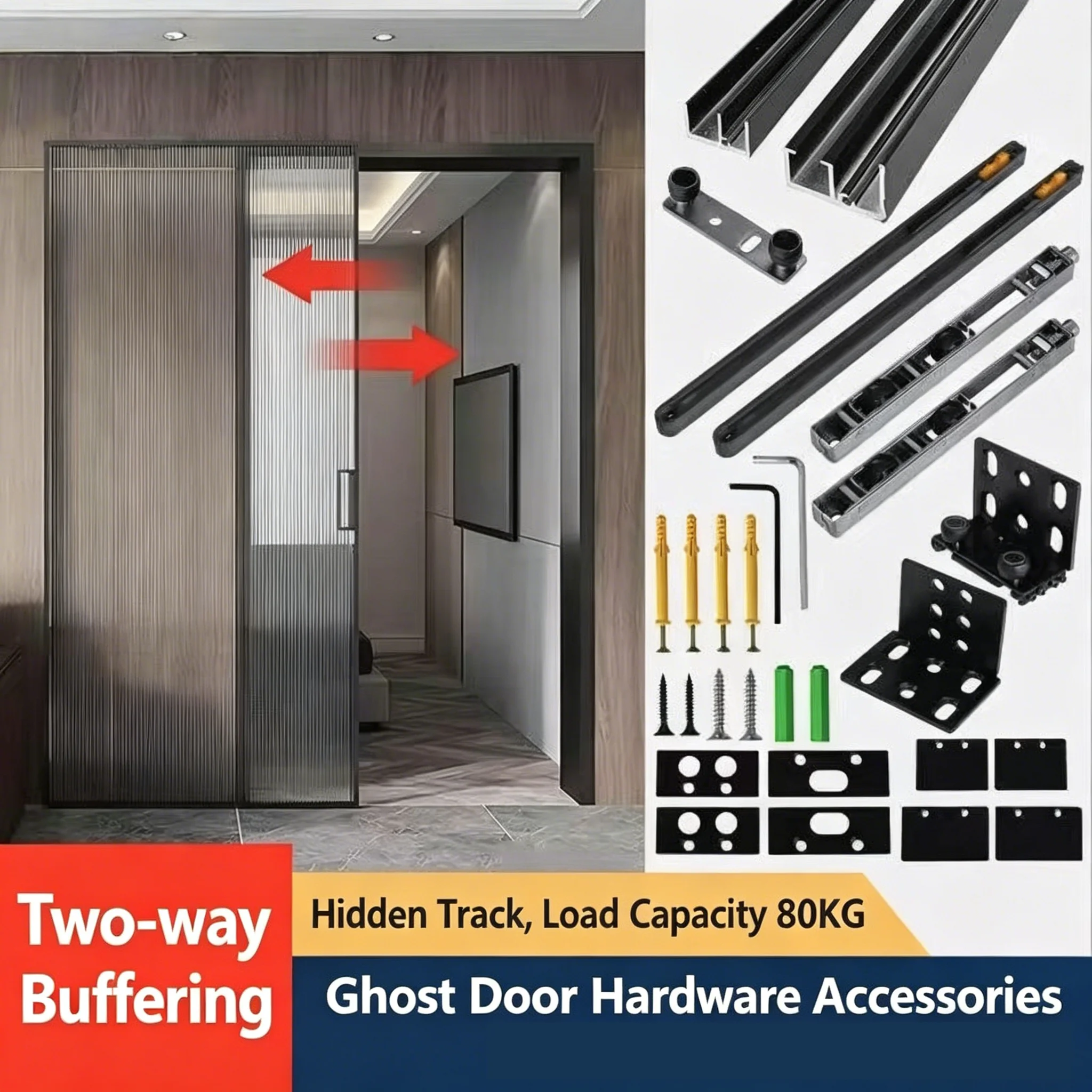 Комплект фурнитуры для скрытых дверей Heavy Duty Ghost, система раздвижных дверей без направляющих 1.2/1.5 м с двусторонним буфером, невидимые аксессуары для скрытых дверей
Комплект фурнитуры для скрытых дверей Heavy Duty Ghost, система раздвижных дверей без направляющих 1.2/1.5 м с двусторонним буфером, невидимые аксессуары для скрытых дверей