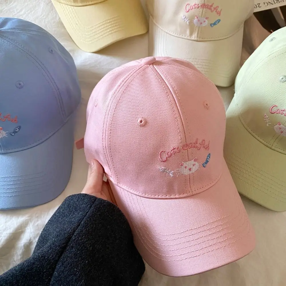 Бейсбольная кепка с вышивкой кота для отдыха, солнцезащитный крем, мягкая шляпа от солнца, милая повседневная фуражка для девочек
Бейсбольная кепка с вышивкой кота для отдыха, солнцезащитный крем, мягкая шляпа от солнца, милая повседневная фуражка для девочек