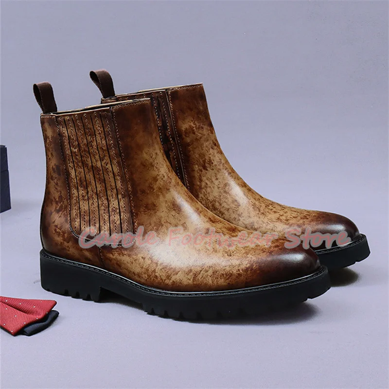 Мужские ботинки челси из натуральной кожи разного цвета в британском стиле, высокие ботинки на массивном каблуке с круглым носком, мужская деловая повседневная обувь
Мужские ботинки челси из натуральной кожи разного цвета в британском стиле, высокие ботинки на массивном каблуке с круглым носком, мужская деловая повседневная обувь
