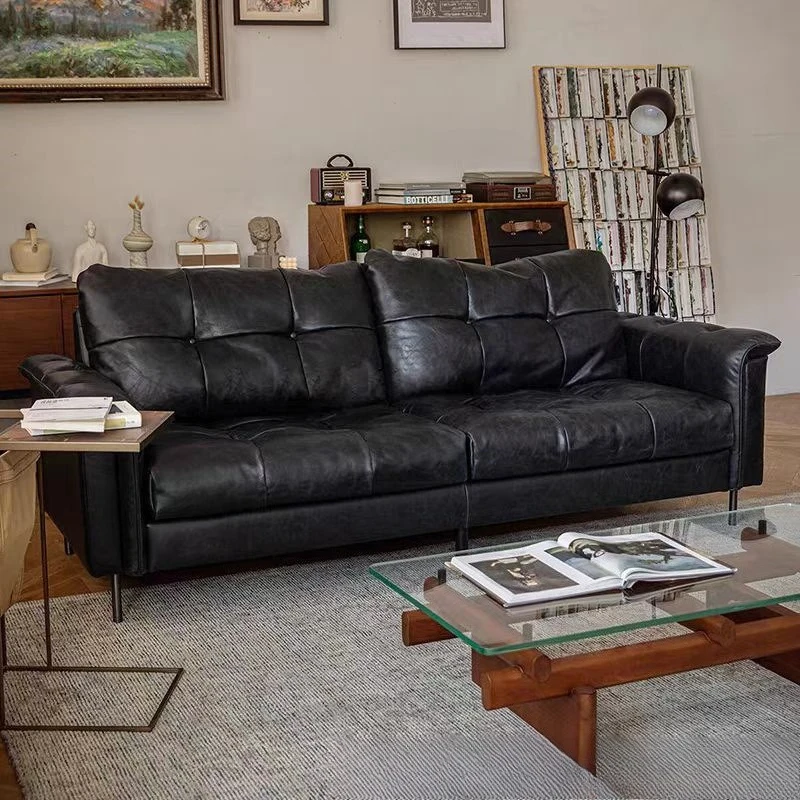 Italian oil wax leather straight row sofa living room small apartment three simple designers black medieval nebula sofa
Italian oil wax leather straight row sofa living room small apartment three simple designers black medieval nebula sofa