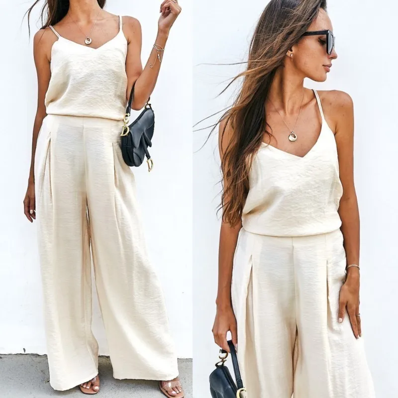 Summer Sexy Halter V Neck Vest 2 Piece Set For Women's Long Pants Fashion Elegant Female Office Loose Wide-leg Long Pants Set
Summer Sexy Halter V Neck Vest 2 Piece Set For Women's Long Pants Fashion Elegant Female Office Loose Wide-leg Long Pants Set