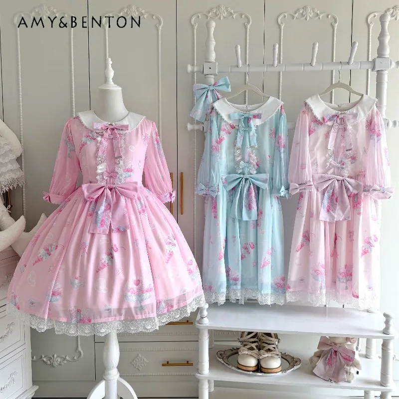 Original Lolita Style Princess Tutu Dress Cute Doll Collar Cartoon Print Bubble Sleeve High Waist Dress Birthday Party Dresses
Original Lolita Style Princess Tutu Dress Cute Doll Collar Cartoon Print Bubble Sleeve High Waist Dress Birthday Party Dresses