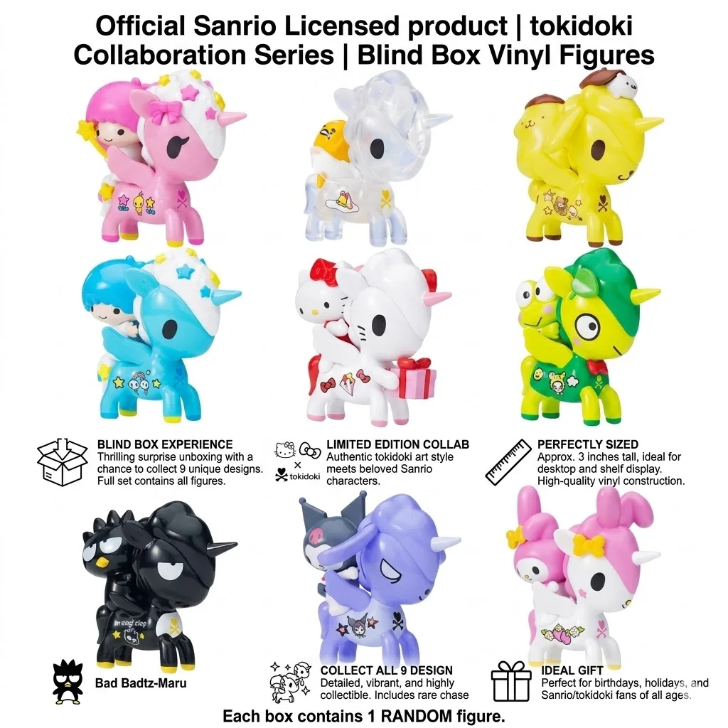 Bandai Sanrio Unicorn Friends Blind Box Figures Hello Kitty Kuromi Kawaii Anime Vinyl Toy Desktop Ornament Surprise Gift
Bandai Sanrio Unicorn Friends Blind Box Figures Hello Kitty Kuromi Kawaii Anime Vinyl Toy Desktop Ornament Surprise Gift