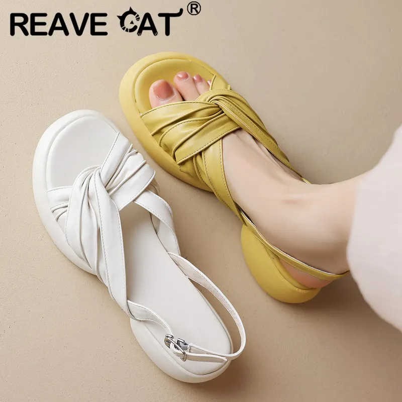 REAVE CAT Ladies Sandals Round Toe Flats Slip On Back Buckle Strap Sweet Elegant Female Concise Daily Shoes Large Size 41 42 43
REAVE CAT Ladies Sandals Round Toe Flats Slip On Back Buckle Strap Sweet Elegant Female Concise Daily Shoes Large Size 41 42 43
