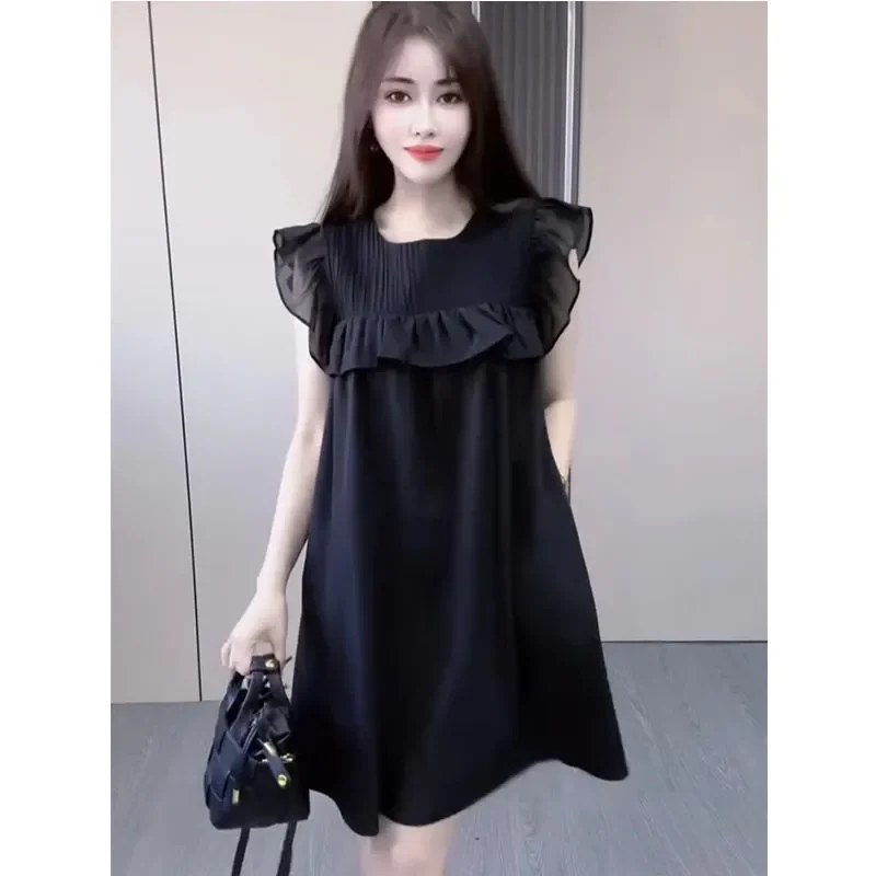Elegant Women's Sleeveless A-Line Dress With Ruffled Detailing Casual Summer Style For Everyday Wear
Elegant Women's Sleeveless A-Line Dress With Ruffled Detailing Casual Summer Style For Everyday Wear