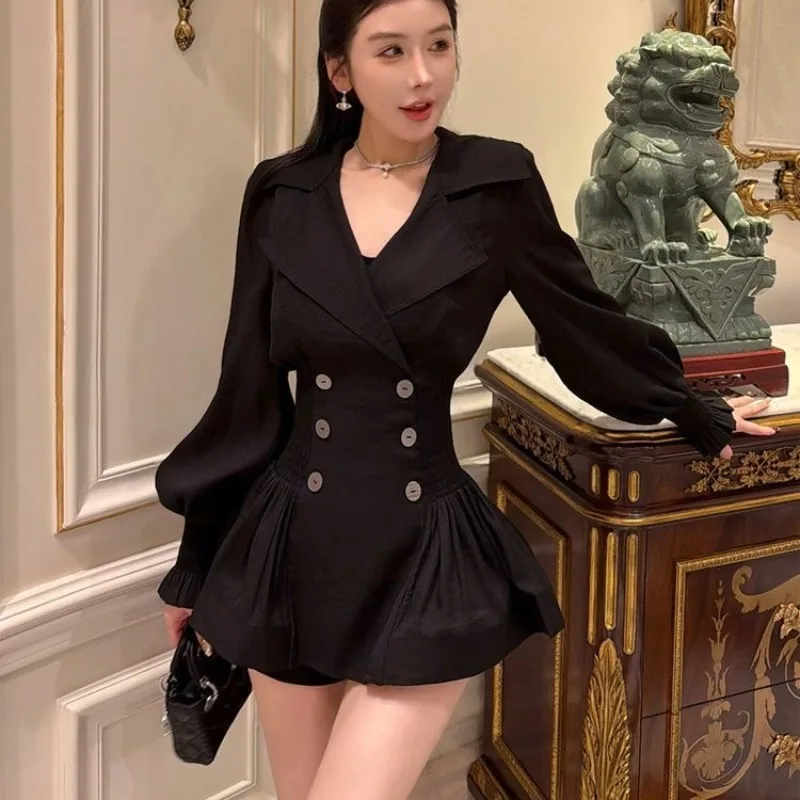 French Sweet Cool Waist Slim Elegant Dress New Ruffle Lapel Blazer Neck Short Dress Women Casual Fashion Daily Party Wear
French Sweet Cool Waist Slim Elegant Dress New Ruffle Lapel Blazer Neck Short Dress Women Casual Fashion Daily Party Wear