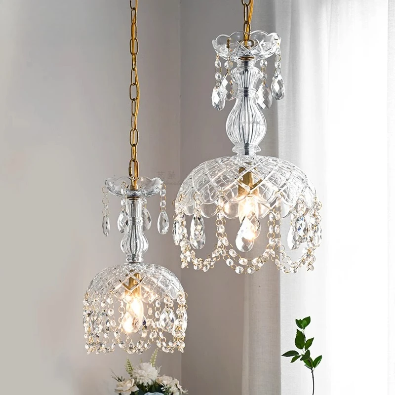 French crystal small chandelier medieval vintage romantic entrance bedside light luxury aisle bay window hanging lamp
French crystal small chandelier medieval vintage romantic entrance bedside light luxury aisle bay window hanging lamp