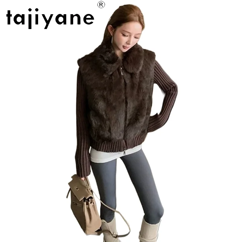 TAJIYANE High Quality Rabbit Fox Fur Coat Real Fur Vest Woman Winter Coat Women Knit Detachable Sleeve Furry Tops Short Дубленка
TAJIYANE High Quality Rabbit Fox Fur Coat Real Fur Vest Woman Winter Coat Women Knit Detachable Sleeve Furry Tops Short Дубленка