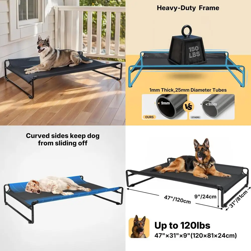 X-Large Black Portable Cooling Dog Cot with Washable Mesh for Large Dogs, No-Slip Feet, CWC2201
X-Large Black Portable Cooling Dog Cot with Washable Mesh for Large Dogs, No-Slip Feet, CWC2201