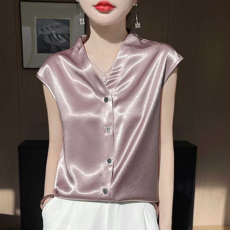 Summer Silk T-Shirt Cardigan Women Fashion Drop Sleeves V-Neck Loose Casual Tops Elegant Female Tees Solid-Color High Quality
Summer Silk T-Shirt Cardigan Women Fashion Drop Sleeves V-Neck Loose Casual Tops Elegant Female Tees Solid-Color High Quality