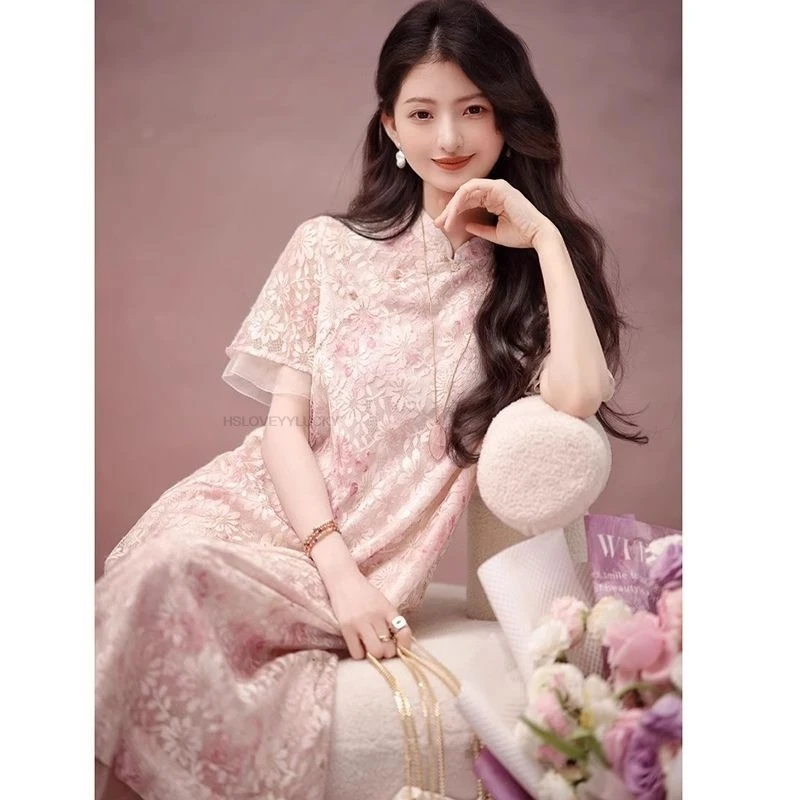 Colorful Embroidered Lace Elegant Slimming Dress New Chinese Style Traditional Dress Improved Qipao Women Cheongsam Dress
Colorful Embroidered Lace Elegant Slimming Dress New Chinese Style Traditional Dress Improved Qipao Women Cheongsam Dress