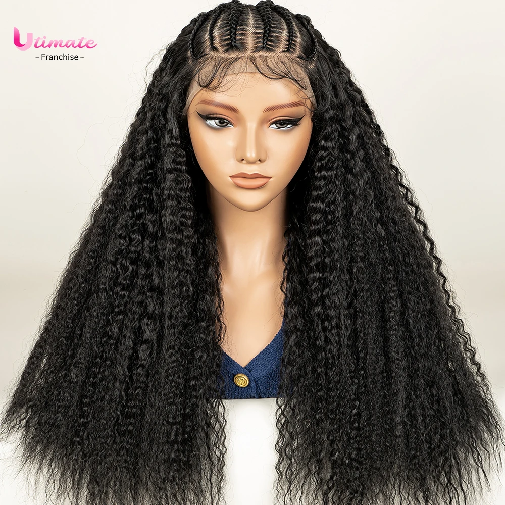 Synthetic Braided Wigs Kinky Curly Hair 13x6 Lace Frontal 24 Inches Full Synthetic Hair Wigs for Black Women
Synthetic Braided Wigs Kinky Curly Hair 13x6 Lace Frontal 24 Inches Full Synthetic Hair Wigs for Black Women