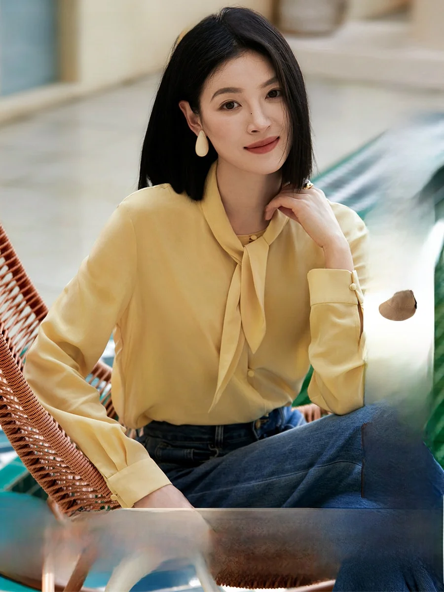 XiaoHanGe Rabbit Ear Silk Shirt Women's Long Sleeve Commute Style Silk Top Spring New Arrival OL Straight Cut
XiaoHanGe Rabbit Ear Silk Shirt Women's Long Sleeve Commute Style Silk Top Spring New Arrival OL Straight Cut