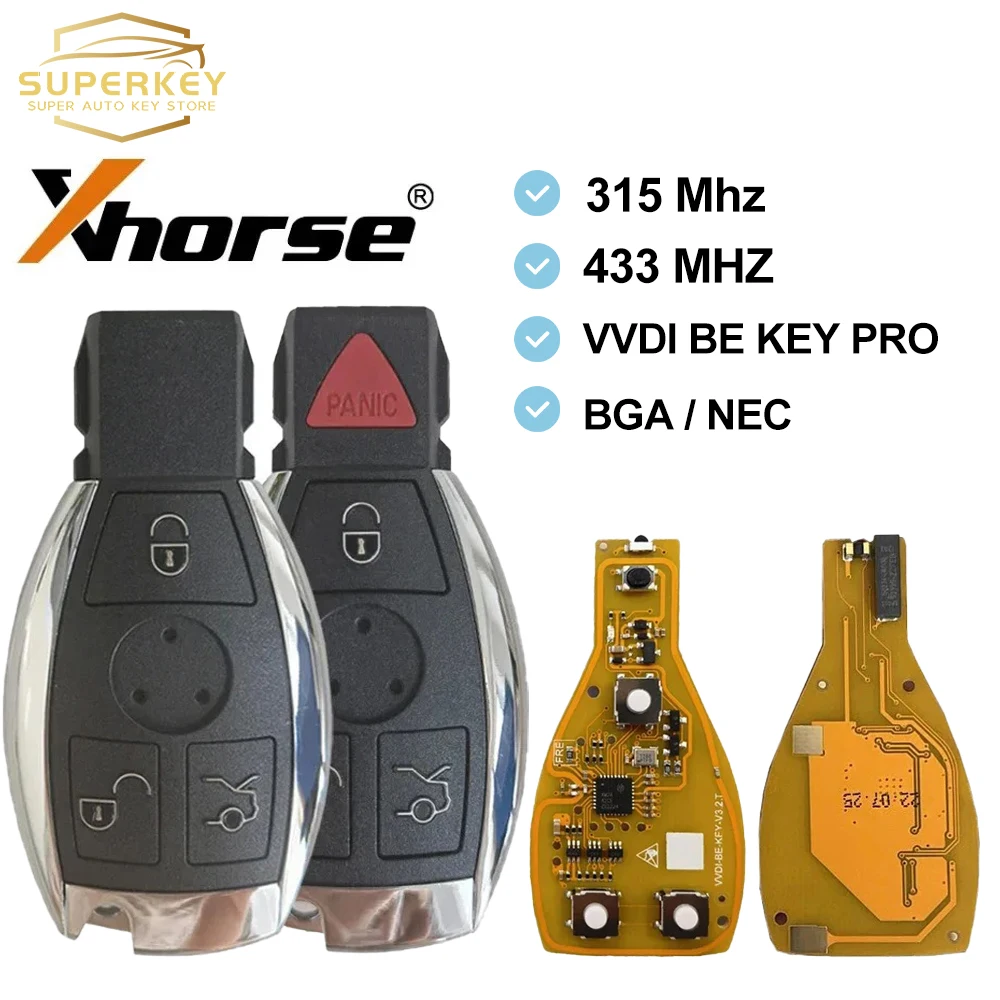 Superkey Xhorse VVDI BE Key pro 315MHz/433MHz 3/4 Buttons Remote Key Chip for Mercedes Benz V3.2 Improved Smart Version
Superkey Xhorse VVDI BE Key pro 315MHz/433MHz 3/4 Buttons Remote Key Chip for Mercedes Benz V3.2 Improved Smart Version