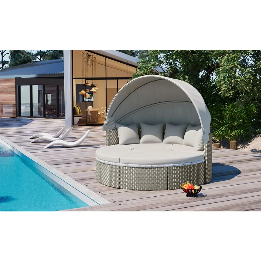 TOPMAX Patio Furniture Round Outdoor Sectional Sofa Set Rattan Daybed TwoTone Weave Sunbed with Retractable Canopy Separate Sea
TOPMAX Patio Furniture Round Outdoor Sectional Sofa Set Rattan Daybed TwoTone Weave Sunbed with Retractable Canopy Separate Sea