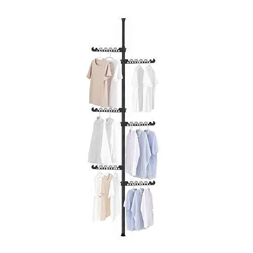 Black 6-Level Expandable Floor-To-Ceiling Garment Organizer With Vertical Pole And Multi-Tier Hanging Rods For Indoor Storage
Black 6-Level Expandable Floor-To-Ceiling Garment Organizer With Vertical Pole And Multi-Tier Hanging Rods For Indoor Storage