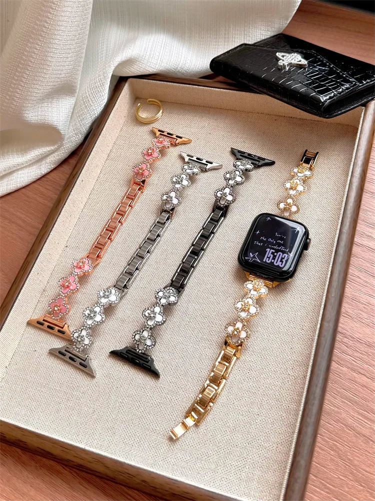Four-clover Diamond Metal Compatible iWatch Strap 38mm 40mm 41mm 42mm 44mm 45mm 49mm Fashion Strap
Four-clover Diamond Metal Compatible iWatch Strap 38mm 40mm 41mm 42mm 44mm 45mm 49mm Fashion Strap