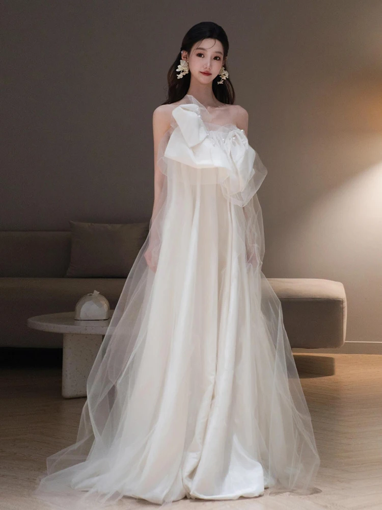 Элегантное атласное свадебное платье-принцесса с длинной юбкой, белый утренний халат для невесты, для свадьбы на открытом воздухе
Элегантное атласное свадебное платье-принцесса с длинной юбкой, белый утренний халат для невесты, для свадьбы на открытом воздухе