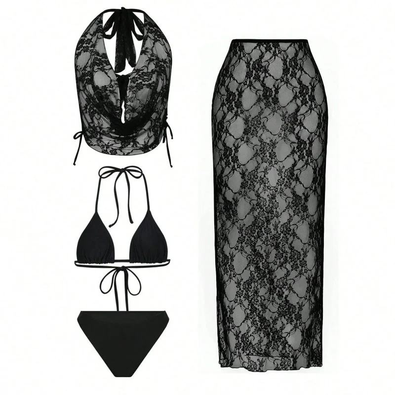 New Sensual Lace Three-Piece Bikini Swimsuit Women's Cross-Border Vacation Swimwear Neck Hanging Cover up Nylon Spandex
New Sensual Lace Three-Piece Bikini Swimsuit Women's Cross-Border Vacation Swimwear Neck Hanging Cover up Nylon Spandex