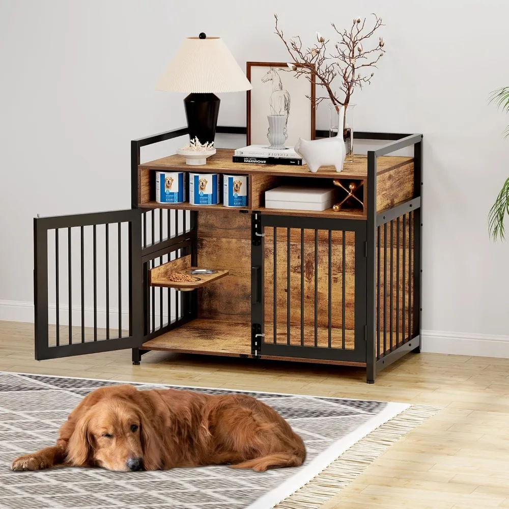 LUCK 41" Wooden Dog Crate Furniture With Drawers - Large Metal Indoor Pet Crate For Small, Medium, Large Dogs
LUCK 41" Wooden Dog Crate Furniture With Drawers - Large Metal Indoor Pet Crate For Small, Medium, Large Dogs