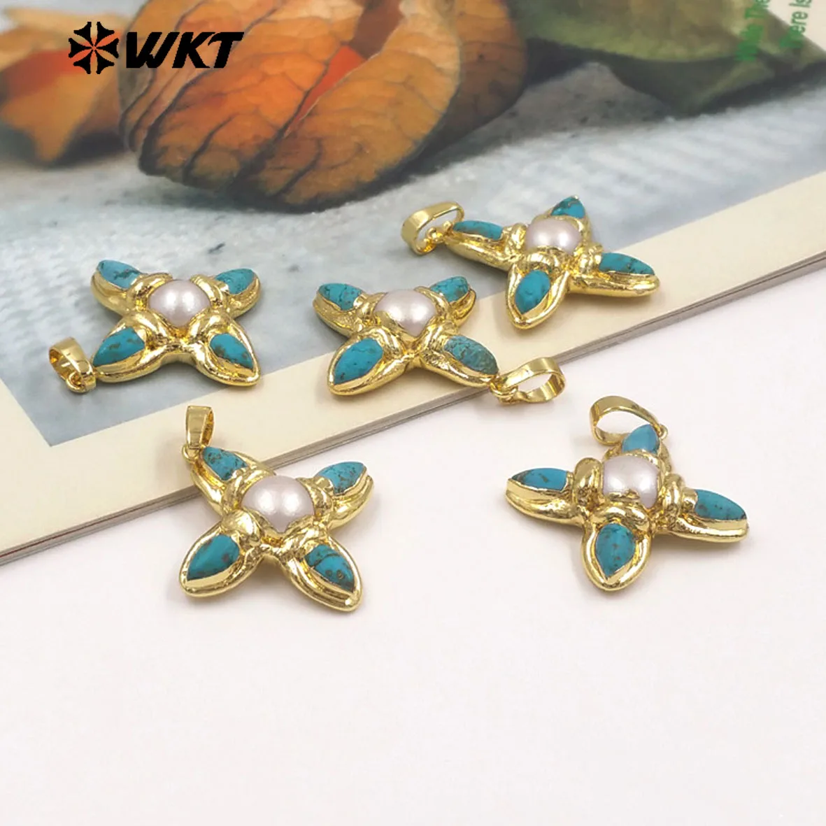 Эксклюзивные модные подвески-кресты WT-P2038 с позолотой, натуральным бирюзовым камнем и жемчугом, для женщин, прекрасный подарок, DIY
Эксклюзивные модные подвески-кресты WT-P2038 с позолотой, натуральным бирюзовым камнем и жемчугом, для женщин, прекрасный подарок, DIY