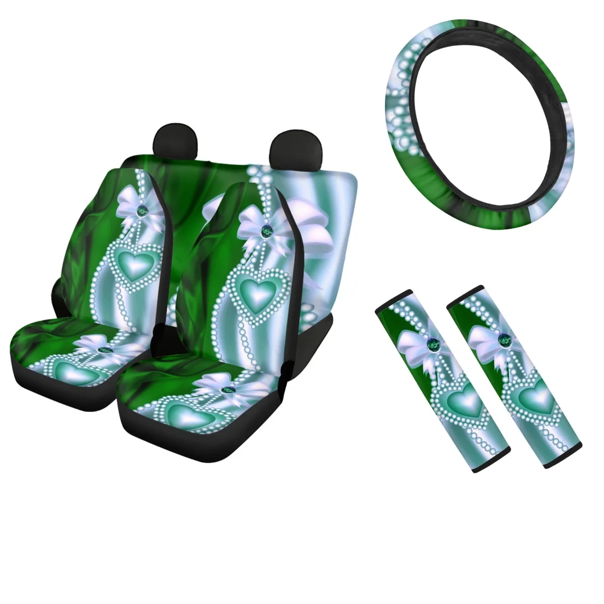 Car Seat Covers for Womens Full Set Heart Jewelry Green Car Seat Belt Covers Slip-Resistant Washable Steering Wheel Protection
Car Seat Covers for Womens Full Set Heart Jewelry Green Car Seat Belt Covers Slip-Resistant Washable Steering Wheel Protection