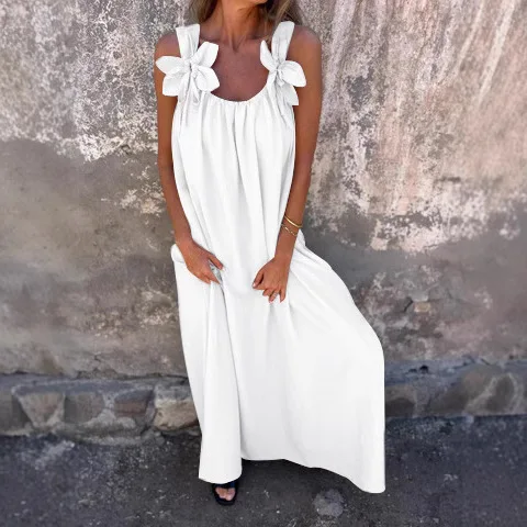 Summer Women Solid Color V-neck Dress Fashion Craft Flowers Decorate Casual Loose Party Dresses Holiday Street Wear 2025 Vestido
Summer Women Solid Color V-neck Dress Fashion Craft Flowers Decorate Casual Loose Party Dresses Holiday Street Wear 2025 Vestido