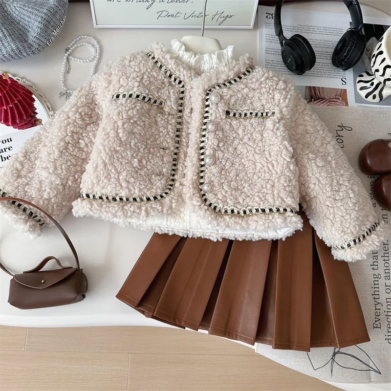 Girls Clothes Sets Winter Kids Baby Girl Woolen Coat and Pu Leather Skirt 2pcs Clothing Suit Children Thicken Warm Clothes 2-8yr
Girls Clothes Sets Winter Kids Baby Girl Woolen Coat and Pu Leather Skirt 2pcs Clothing Suit Children Thicken Warm Clothes 2-8yr