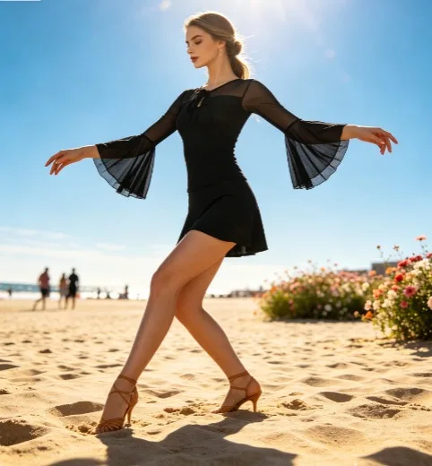 Elegant Summer Mesh Latin Dance Top, Breathable Dance Costume for Women, Ballroom Wear for Daily Practice & Dance Competition
Elegant Summer Mesh Latin Dance Top, Breathable Dance Costume for Women, Ballroom Wear for Daily Practice & Dance Competition