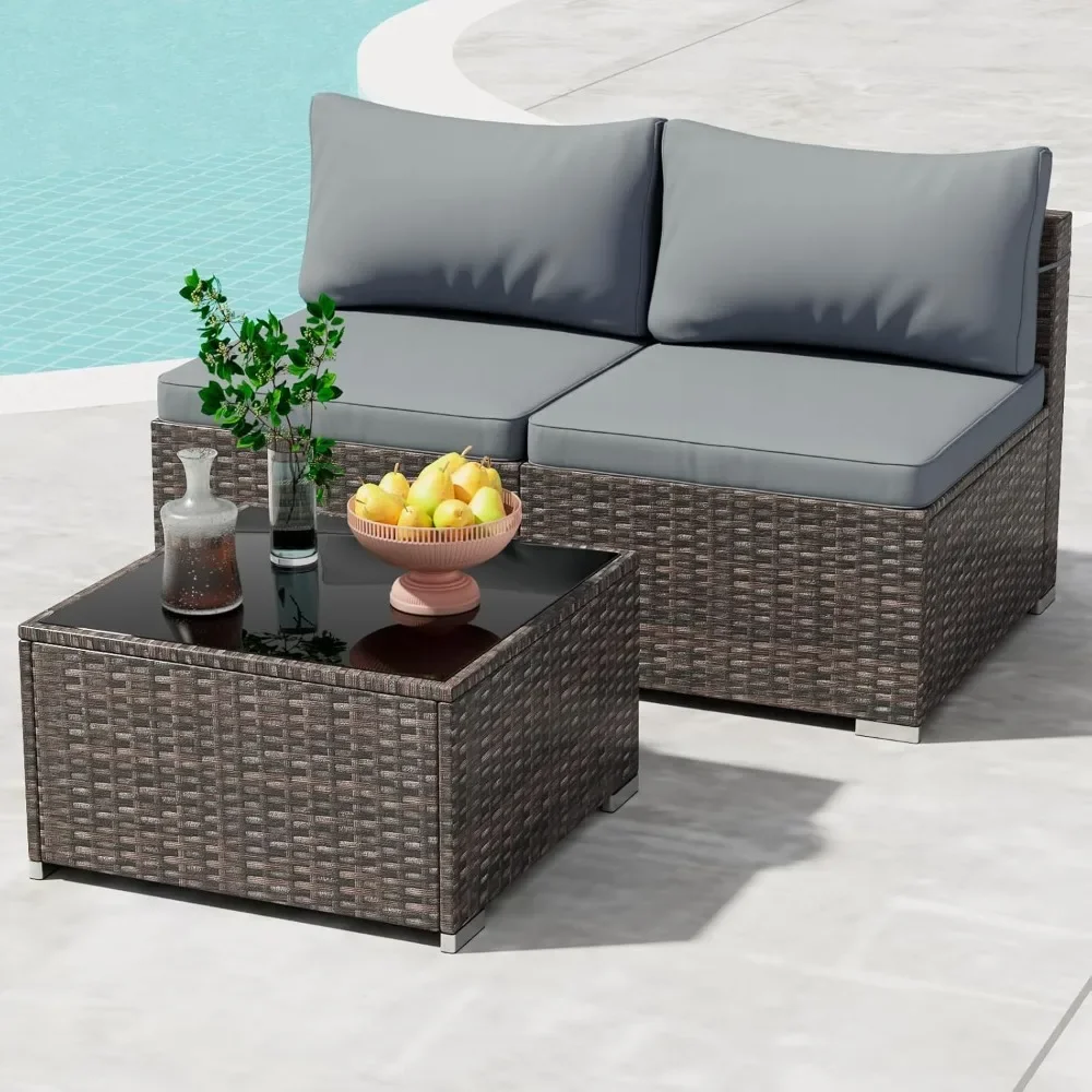 Patio Furniture Set 3 Piece, Modular Outdoor Sectional, Wicker Sofa Conversation Set, All Weather Patio Sectional Furniture Set
Patio Furniture Set 3 Piece, Modular Outdoor Sectional, Wicker Sofa Conversation Set, All Weather Patio Sectional Furniture Set